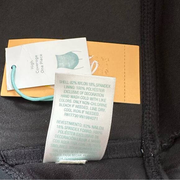 Kona Sol Swimsuit One Piece Black Crochet Flounce Strapless Small NEW - Picture 10 of 12